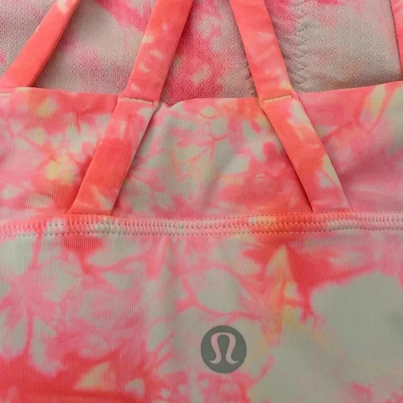 Lululemon Energy Long Line High Neck Pink Shibori Tie Dye Sports Bra - Picture 5 of 6